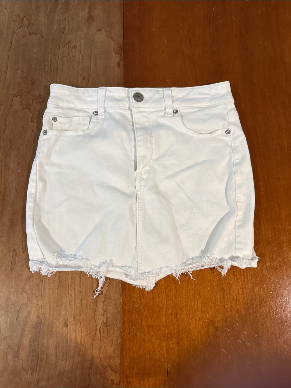 American Eagle Distressed White Denim Shorts